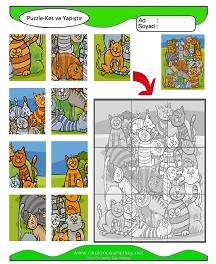 Puzzle Kes Yapıştır Çalışma Sayfaları